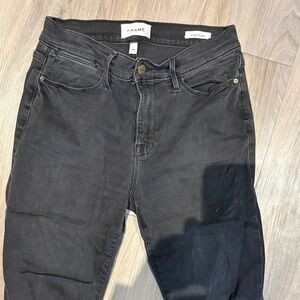 Frame Denim high straight black jeans
